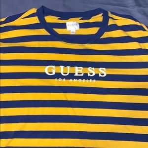 Guess stripper logo tee. Blue and yellow